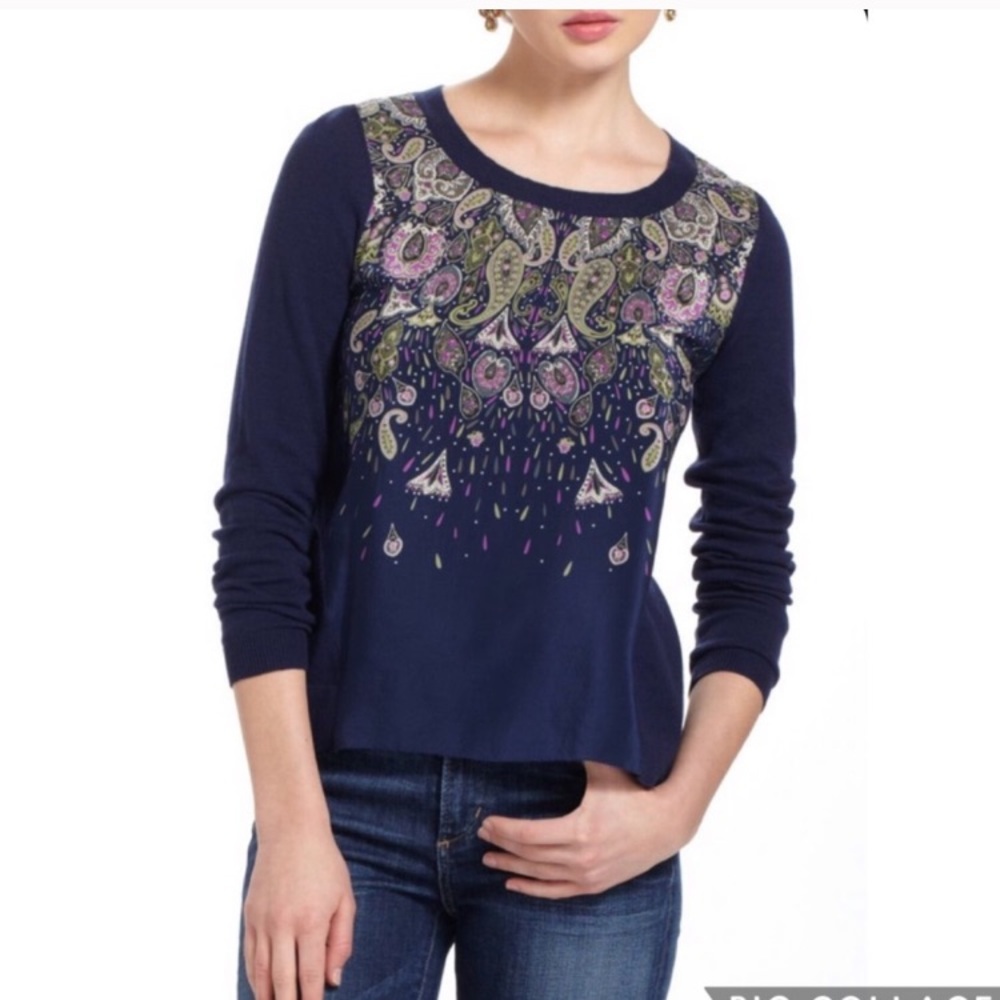 Anthropologie | Moth ‘Snapshot’ Silk Pullover Sweater